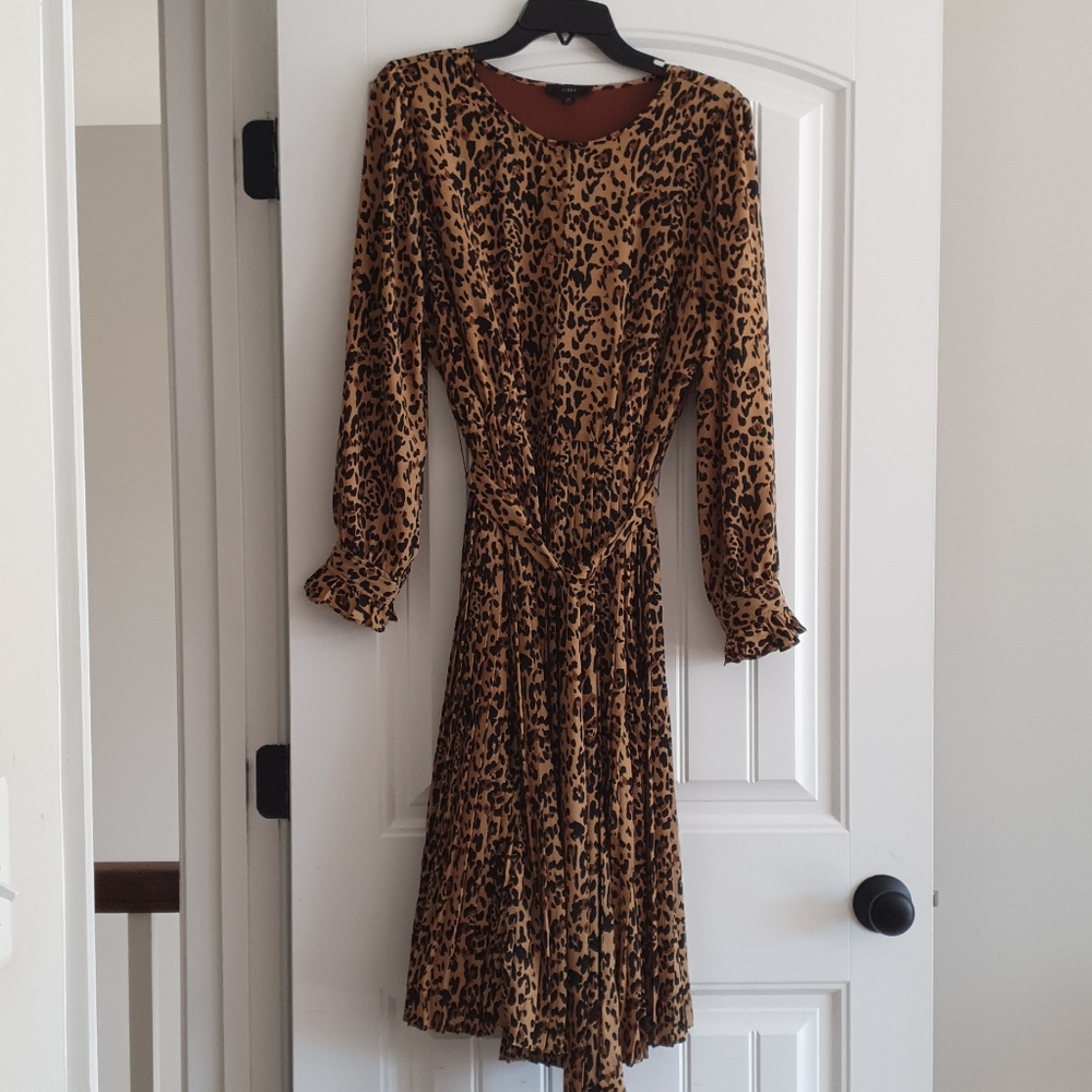 J.Crew Leopard Pleated Dress